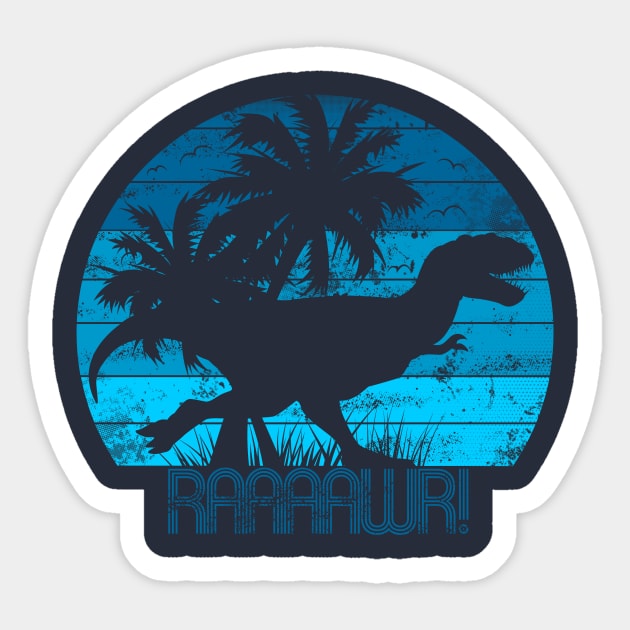 Jurassic Sunset Sticker by Spazzy Newton